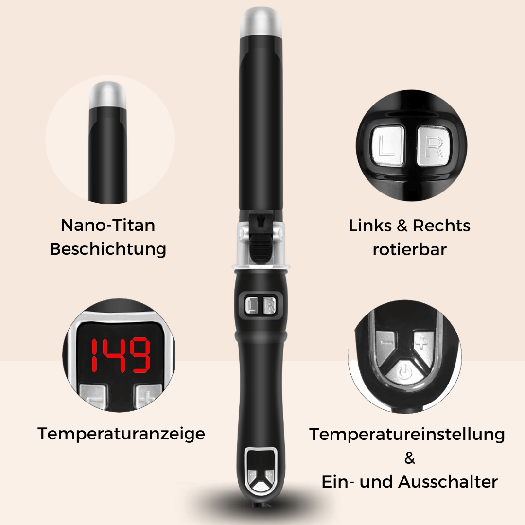 automatische krultang, roterende krultang, golven, krullen, steil haar, volumineuze krullen, roterende krultang, krultang