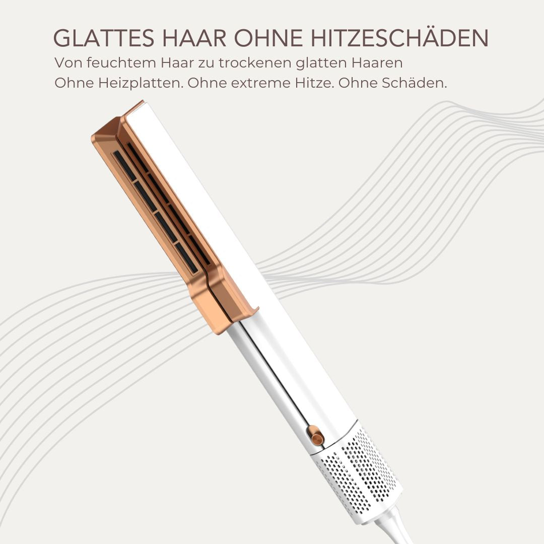 Omnial Beauty Airstraight-Aufsatz für glattes Haar: Styling von feuchtem zu trockenem Haar ohne Heizplatten und ohne extreme Hitze für gesundes Haar.